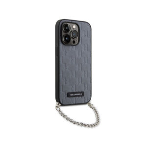 Karl Lagerfeld Saffiano Monogram Chain - dėklas skirtas Apple iPhone 14 Pro Max Silver - Image 3