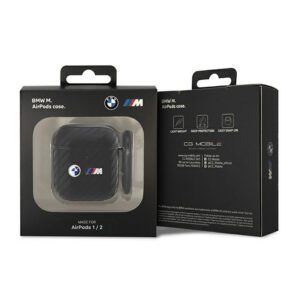 BMW Carbon Double Metal Logo - dėklas skirtas AirPods 1/2 gen (Black) - Image 3