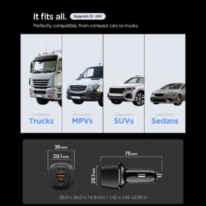 Spigen Essential EV1133 3-Port automobilinis įkroviklis 113W juodos spalvos - Image 5