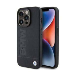 BMW Leather Hot Stamp MagSafe - dėklas skirtas Apple iPhone 15 Pro Max Black - Image 1