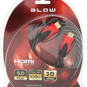 Laidas BLOW HDMI M, HDMI M, 5m, juodas/raudonas 92-057 - Image 2