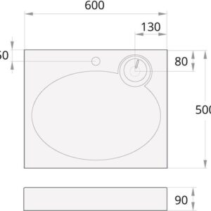 Praustuvė virš skalbyklės PAA CLARO MINI, 600×500 mm - Image 3