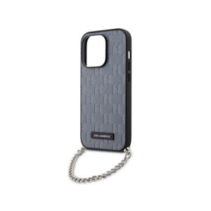 Karl Lagerfeld Saffiano Monogram Chain - dėklas skirtas Apple iPhone 14 Pro Max Silver - Image 5