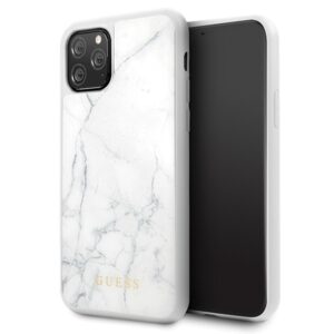 Guess Marble Tempered Glass Hardcase - dėklas skirtas Apple iPhone 11 Pro white - Image 1