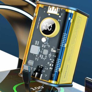 WEKOME WP-347 Vanguard Series - Power bank 20000 mAh Super Fast Charging with built-in USB-C PD 20W & Lightning + USB-A QC3.0 22.5W cable (Yellow) - Image 5