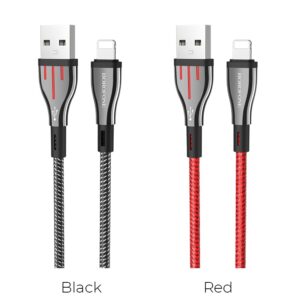 Borofone Highway - 1.2m USB to Lightning Connection Cable Black / Red - Image 3