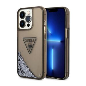 Guess Liquid Glitter Triangle Logo Case - dėklas skirtas Apple iPhone 14 Pro Max Black - Image 1
