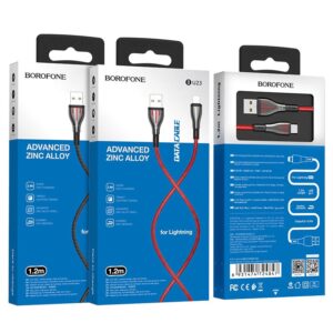 Borofone Highway - 1.2m USB to Lightning Connection Cable Black / Red - Image 4