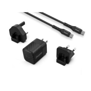 Energizer Ultimate - Multiplug EU / UK / US GaN 20W PD mains įkroviklis + USB-C cable juodos spalvos