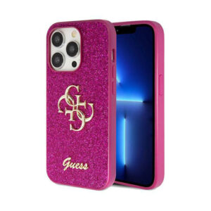 Guess Glitter Script Big 4G - Apple iPhone 15 Pro Max Case Purple - Image 1