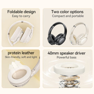 WEKOME M11 Enjoyer Series - Wireless Over-Ear Bluetooth V5.3 ANC Headphones White - Image 4