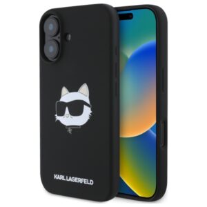Karl Lagerfeld Silicone Choupette Head Print MagSafe - dėklas skirtas Apple iPhone 16 black - Image 1
