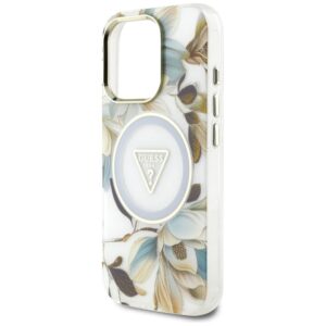 Guess Glitter Flowers Triangle Buttons MagSafe - dėklas skirtas Apple iPhone 16 Pro Max white - Image 6