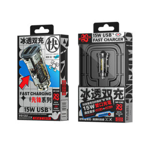 WEKOME WP-C40 Vanguard Series - Car įkroviklis 2 x USB Fast Charging 15W juodos spalvos / Transparent - Image 3