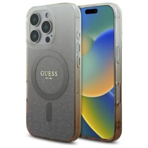 Guess IML Glitter Gradient MagSafe - dėklas skirtas Apple iPhone 16 Pro Max Brown - Image 1