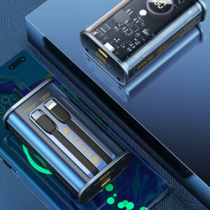 WEKOME WP-345 Vanguard Series - Power bank 10000 mAh Fast Charging su built-in USB-C & Lightning PD 20W cable + QC 22.5W juodos spalvos - Image 6