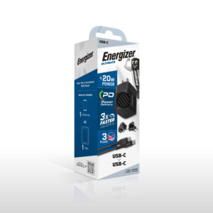 Energizer Ultimate - Multiplug EU / UK / US GaN 20W PD mains įkroviklis + USB-C cable juodos spalvos - Image 5