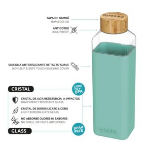 Quokka Storm - Glass rounded bottle with silicone cover 700ml (Teal) - Image 2