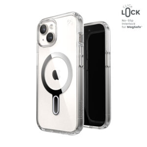 Speck Presidio Perfect-Clear ClickLock & Magsafe - dėklas skirtas Apple iPhone 16e / Apple iPhone 15 / Apple iPhone 14 / Apple iPhone 13 Clear / Chrome Finish / Serene Silver - Image 1