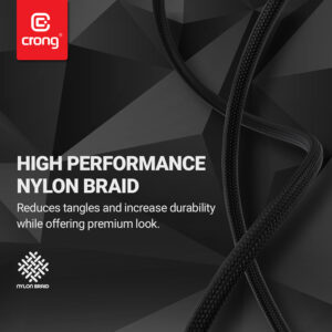 Crong Armor Link - USB-C to Lightning MFi Braided Cable 150cm black - Image 2