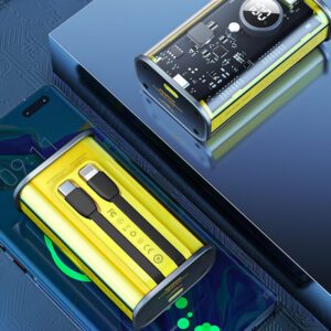 WEKOME WP-345 Vanguard Series - Power bank 10000 mAh Fast Charging su built-in USB-C & Lightning PD 20W cable + QC 22.5W Yellow - Image 4