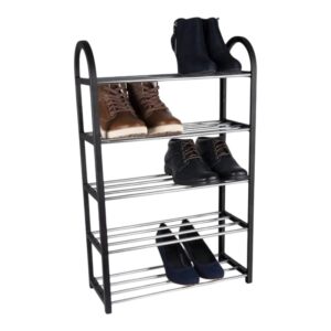 Alpina - Shoe Rack / Shelf / Stand 4-Tier 50x18.5x57 cm (Silver / Black) - Image 3