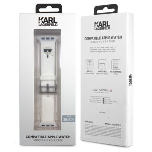 Karl Lagerfeld Silicone Karl Head - Watch Strap for Apple Watch 38/40/41 mm (White) - Image 4