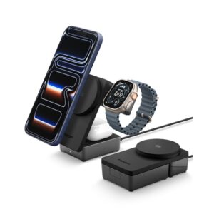 Spigen EF323MQ Essential 3in1 magnetic MagSafe belaidis įkroviklis 25W QI2.2 juodos spalvos - Image 5