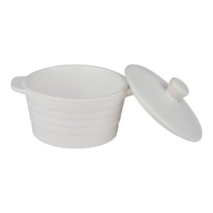 Alpina - Ceramic ovenproof dish with lid, round, 13x10 cm, 210 ml (white) - Image 2