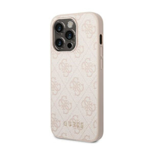 Guess 4G Metal Gold Logo dėklas skirtas Apple iPhone 14 Pro Pink - Image 2