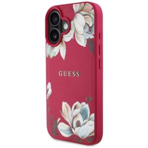 Guess Grained Printed Flower Pattern MagSafe - dėklas skirtas Apple iPhone 16 fuchsia - Image 2