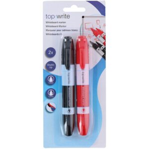 Topwrite - Set of double dry erase board markers 2 pcs. (Black/Red) - Image 3