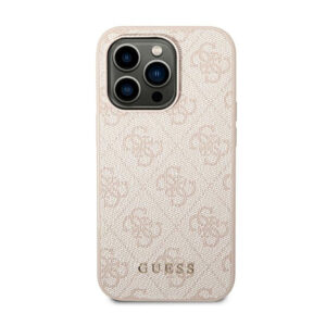 Guess 4G Metal Gold Logo dėklas skirtas Apple iPhone 14 Pro Pink - Image 3