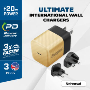 Energizer Ultimate - Multiplug EU / UK / US GaN 20W PD mains įkroviklis aukso spalvos - Image 3