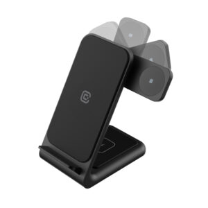 Crong PowerSpot Pivot Stand - 3-in-1 belaidis įkroviklis for Samsung & Android, Galaxy Watch and TWS headphones juodos spalvos - Image 2