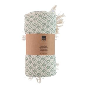 Arti Casa - Diamond Pattern Cotton Blanket 130x170 cm Green / White