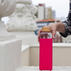 Quokka Storm - Glass rounded bottle with silicone cover 700ml (Maroon) - Image 3