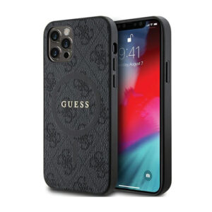 Guess 4G Collection Leather Metal Logo MagSafe - dėklas skirtas Apple iPhone 12 / Apple iPhone 12 Pro Black - Image 1