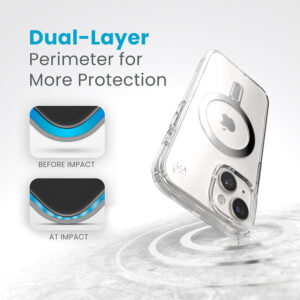 Speck Presidio Perfect-Clear ClickLock & Magsafe - dėklas skirtas Apple iPhone 16e / Apple iPhone 15 / Apple iPhone 14 / Apple iPhone 13 Clear / Chrome Finish / Serene Silver - Image 2