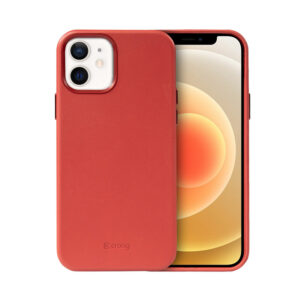 Crong Essential Cover Magnetic - Leather dėklas skirtas Apple iPhone 12 / Apple iPhone 12 Pro MagSafe Red - Image 2