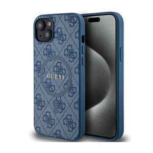 Guess 4G Collection Leather Metal Logo MagSafe - dėklas skirtas Apple iPhone 15/14/13 Blue - Image 1