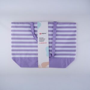 Alpina - Striped Beach Bag 49.3x16x34 cm (Purple / White) - Image 2