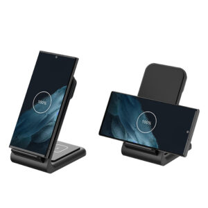 Crong PowerSpot Pivot Stand - 3-in-1 belaidis įkroviklis for Samsung & Android, Galaxy Watch and TWS headphones juodos spalvos - Image 6