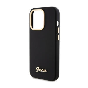 Guess Silicone Script Metal Logo & Frame - Apple iPhone 15 Pro Case black - Image 6