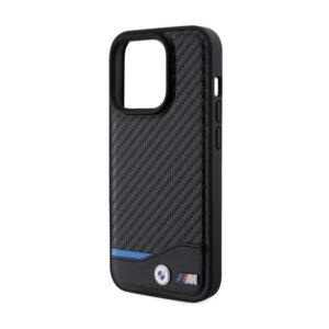 BMW Leather Carbon Blue Line MagSafe - dėklas skirtas Apple iPhone 15 Pro Black - Image 6