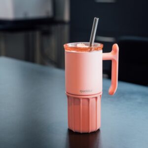 Quokka Umi - 720ml Stainless Steel Thermal Mug with Straw and Silicone Base (Peachy Pink) - Image 3