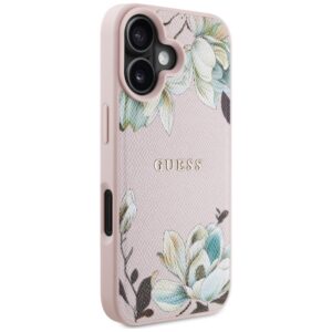 Guess Grained Printed Flower Pattern MagSafe - dėklas skirtas Apple iPhone 16 pink - Image 4