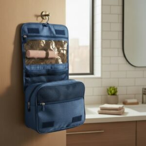 Dunlop – Travel Toiletry Bag with Hanging Hook 25x20x10 cm (Navy Blue) - Image 5