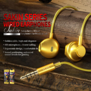 WEKOME YC05 Sakin Series - 3.5 mm jack wired headphones Gold - Image 2