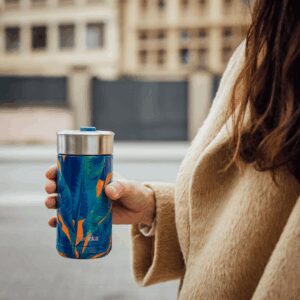 Quokka Boost  - Stainless Steel Coffee Tumbler 400 ml (Bue Jungle) - Image 3